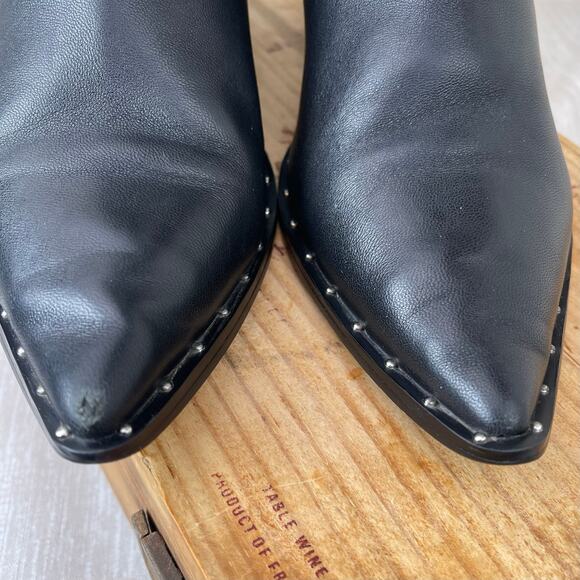 Charles by Charles David Plato Black Leather Studded Pointed Toe Ankle Boots 9.5 - Picture 4 of 10